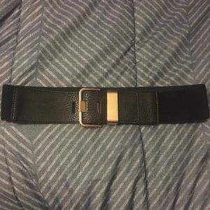 Black & Gold Leather/Elastic Belt